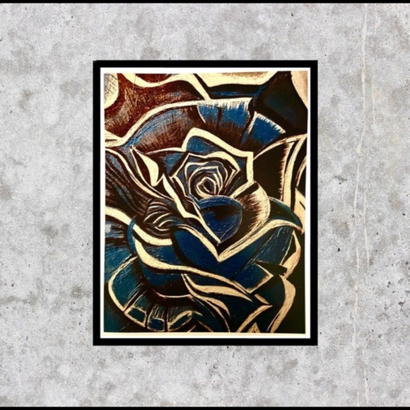 RESTOCKED - 11x14 Dark Blue Rose Lustre Gloss Art Print - Picture 1 of 2